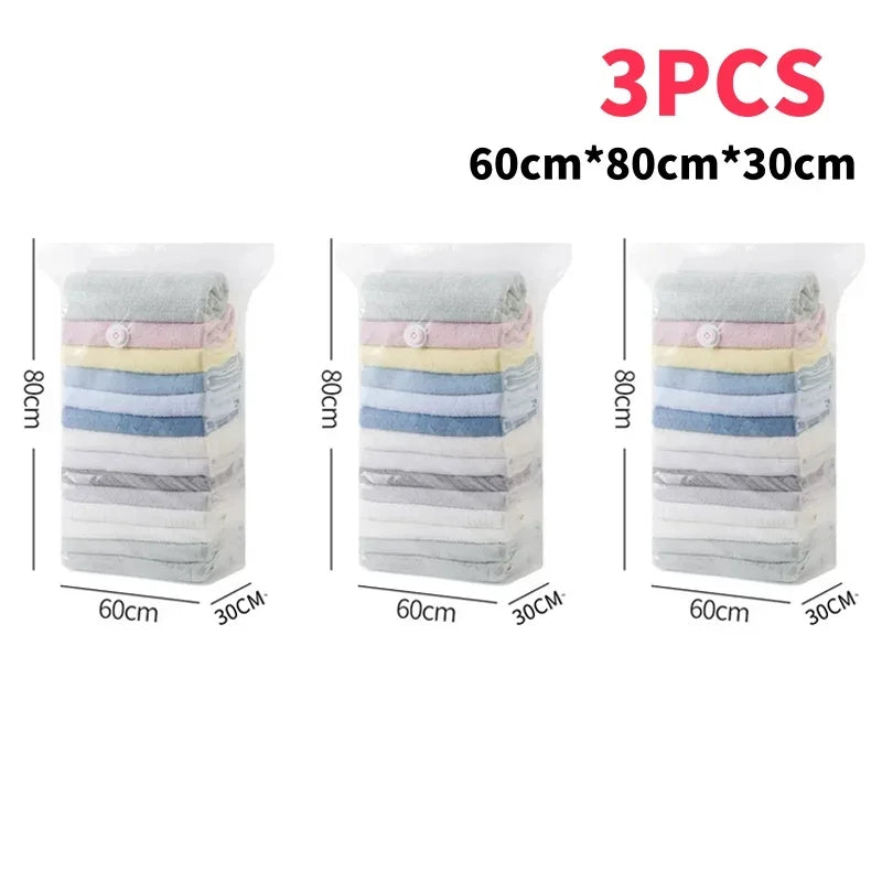 1-5pcs Thick Vacuum Compression Bag No Need Pump Cubic Large Plastic Vacuum Bags Quilt Clothes Storage Bags Travel Packing Bag