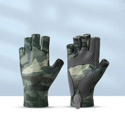 2pcs Elastic Fishing Gloves Profession Breathable Sweat-absorbent Men Cycling Gloves Anti-slip Sun Protection Fingerless Gloves