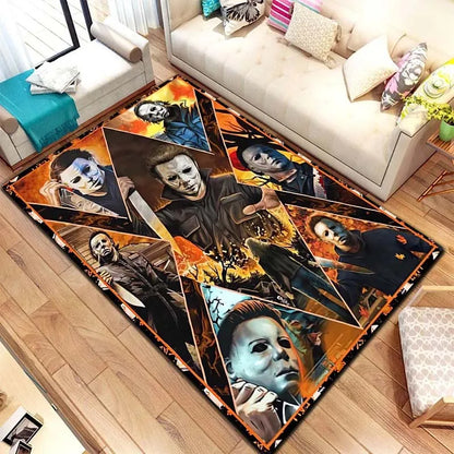 VIKAMA M-Michael Myers Horror Halloween Decorative Warmer Rug Home Living Room Bedroom Carpet Bathroom Kitchen Non Slip Carpet
