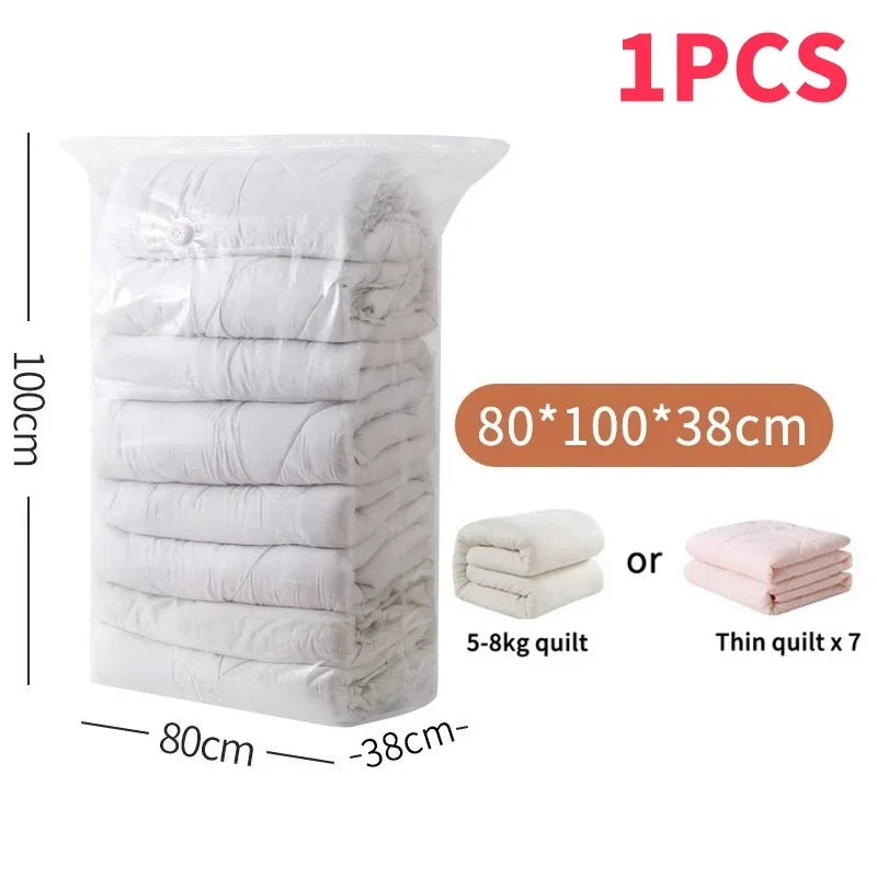 1-5pcs Thick Vacuum Compression Bag No Need Pump Cubic Large Plastic Vacuum Bags Quilt Clothes Storage Bags Travel Packing Bag
