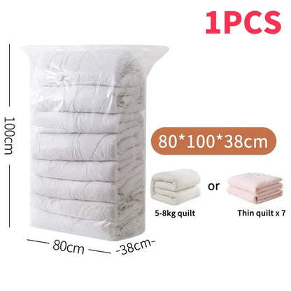 1-5pcs Thick Vacuum Compression Bag No Need Pump Cubic Large Plastic Vacuum Bags Quilt Clothes Storage Bags Travel Packing Bag