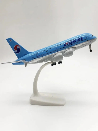 Scale 1:250 Metal Aviation Replica 20cm Korean A380 Aircraft Model Airplane Miniature Room Decor Xmas Gift Kids Toys for Boys