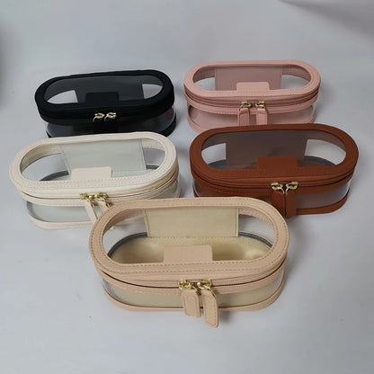 Travel portable multi functional fashionable makeup bag large capacity transparent cosmetic bag with small bag