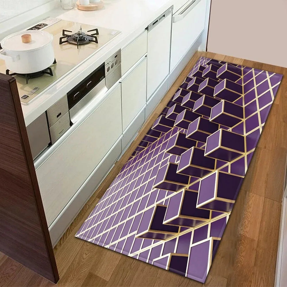 Sci-fi Geometric Square Pattern Home Kitchen Floor Mat Door Front Decoration Floor Mat