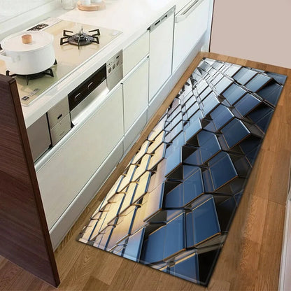 Sci-fi Geometric Square Pattern Home Kitchen Floor Mat Door Front Decoration Floor Mat