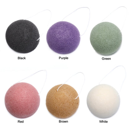 Soft Texture Face Wash Puff Konjac Cleaning Sponge Round Face Wash Cleaning Sponge Natural Fiber Facial Cleansing Exfoliator
