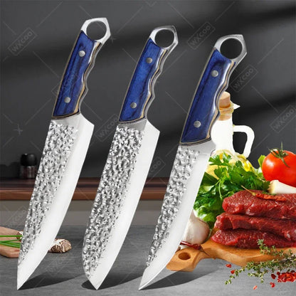 WXCOO Forged Chef's Slicing Knives Stainless Steel Kitchen Knives Sander Knife Wood Handle Boning Knife Fruit Paring BBQ Tool