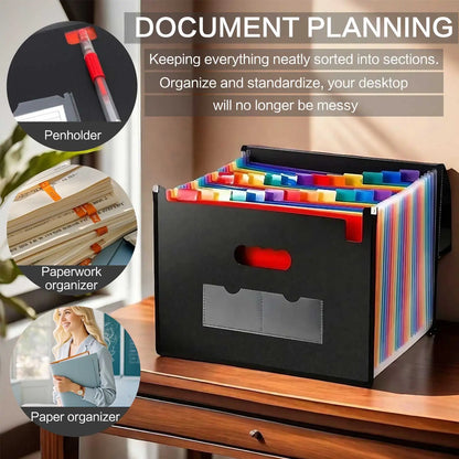 STONEGO Accordion Bag 13/25 Grid Three-side Sealed Flap Folder, Office Document Storage Bag, Durable and Waterproof Design