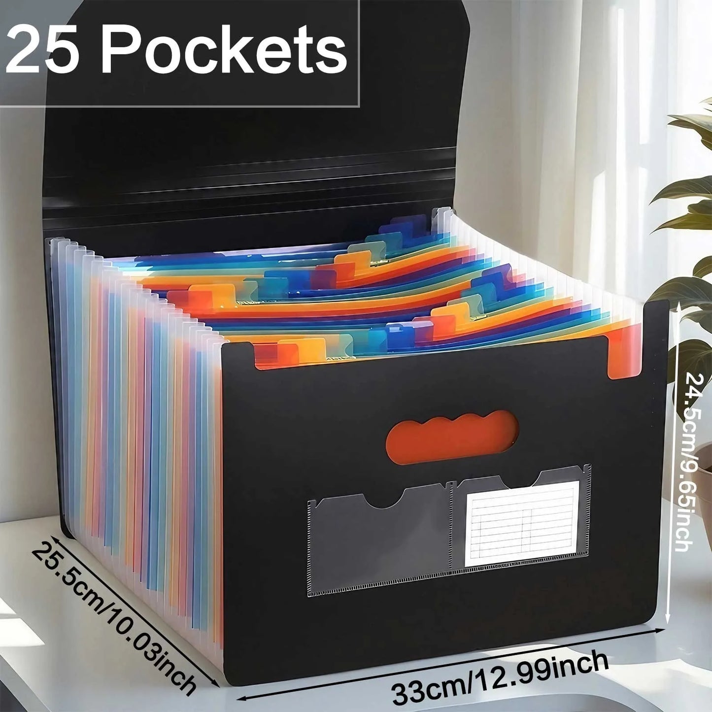 STONEGO Accordion Bag 13/25 Grid Three-side Sealed Flap Folder, Office Document Storage Bag, Durable and Waterproof Design