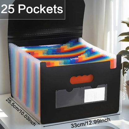 STONEGO Accordion Bag 13/25 Grid Three-side Sealed Flap Folder, Office Document Storage Bag, Durable and Waterproof Design