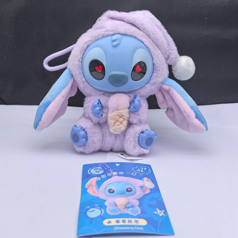 Stitch Eat Something Before Sleep Series Blind Box Plush Vinyl Toys Cute Doll Replica Mystery Box Bag Pendant Decor Gift