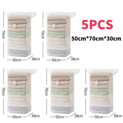 1-5pcs Thick Vacuum Compression Bag No Need Pump Cubic Large Plastic Vacuum Bags Quilt Clothes Storage Bags Travel Packing Bag