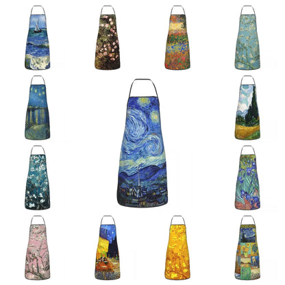 Bib Vincent Van Gogh Starry Night Aprons Men Women Unisex Adult Chef Cooking Kitchen Tablier Cuisine Painting
