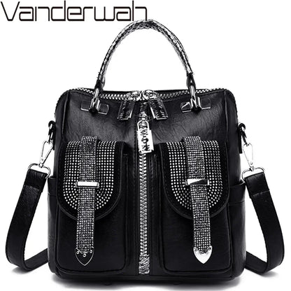 Women Leather Backpacks Vintage Female Shoulder Bag Design Travel Back Pack Lady Bagpack Mochilas School Bags For Teenage Girls