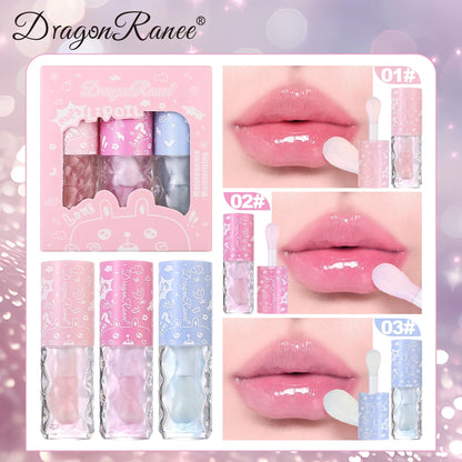 Three Lip Oil Set, Water-Glossy Mirror Moisturizing Lip Gloss, Hydrating and Coloring, Autumn and Winter Lip Gloss, Moisturizing, Versatile Whitening Lip Oil