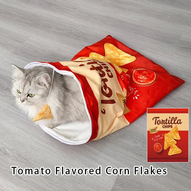 Pet Cat Play Tunnel Toys, Collapsible Interactive Cat Drill Bag, Indoor Cat Interactive Toys with Crumpled Paper Cat Tunnel Bag