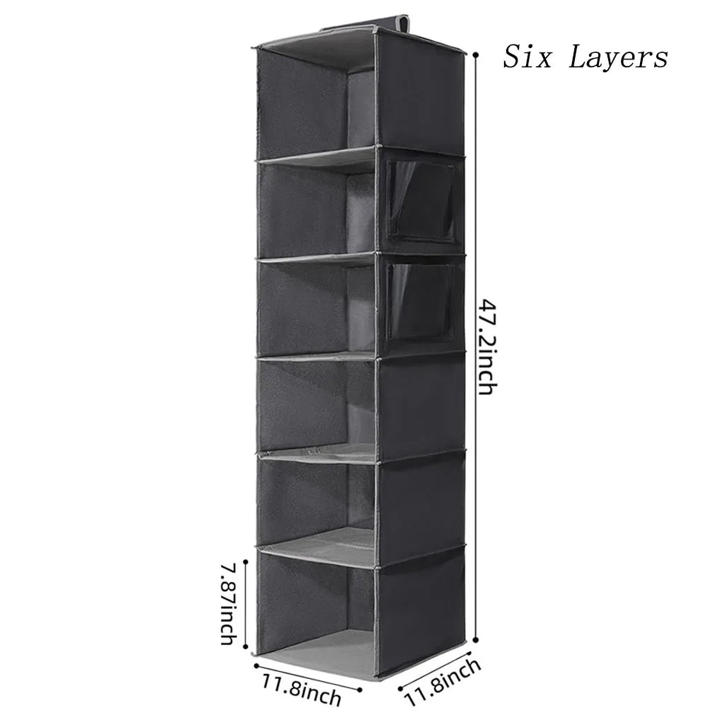 3/4/5/6 Layers Hanging Luggage Organizer Bag Large Capacity Foldable Clothes Storage Bag Portable Breathable Wardrobe Garment