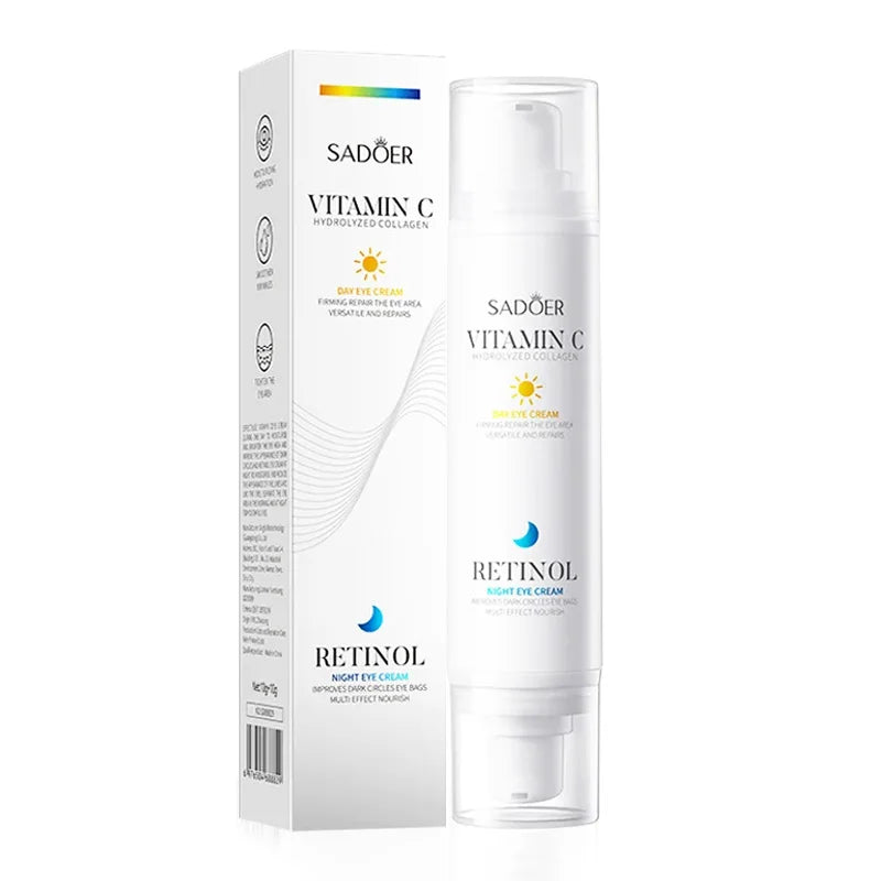 SADOER Vitamin C Retinol Eye Cream Anti Dark Circles Remove Eye Bags Moisturizing Firming Beauty Day Night Beauty Eyes Skin Care