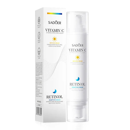 SADOER Vitamin C Retinol Eye Cream Anti Dark Circles Remove Eye Bags Moisturizing Firming Beauty Day Night Beauty Eyes Skin Care