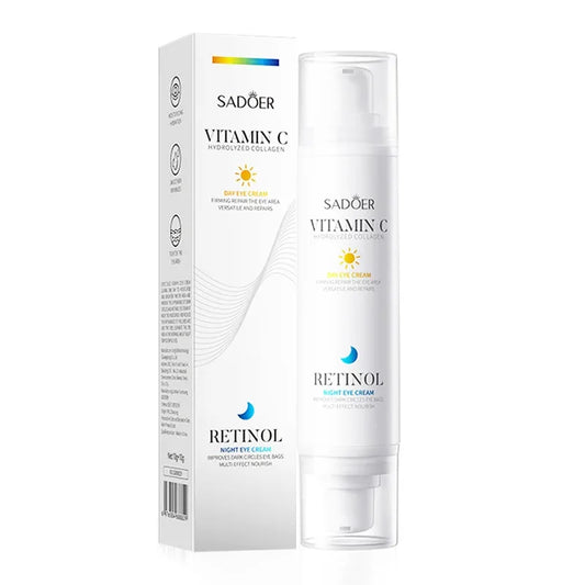 SADOER Vitamin C Retinol Eye Cream Anti Dark Circles Remove Eye Bags Moisturizing Firming Beauty Day Night Beauty Eyes Skin Care