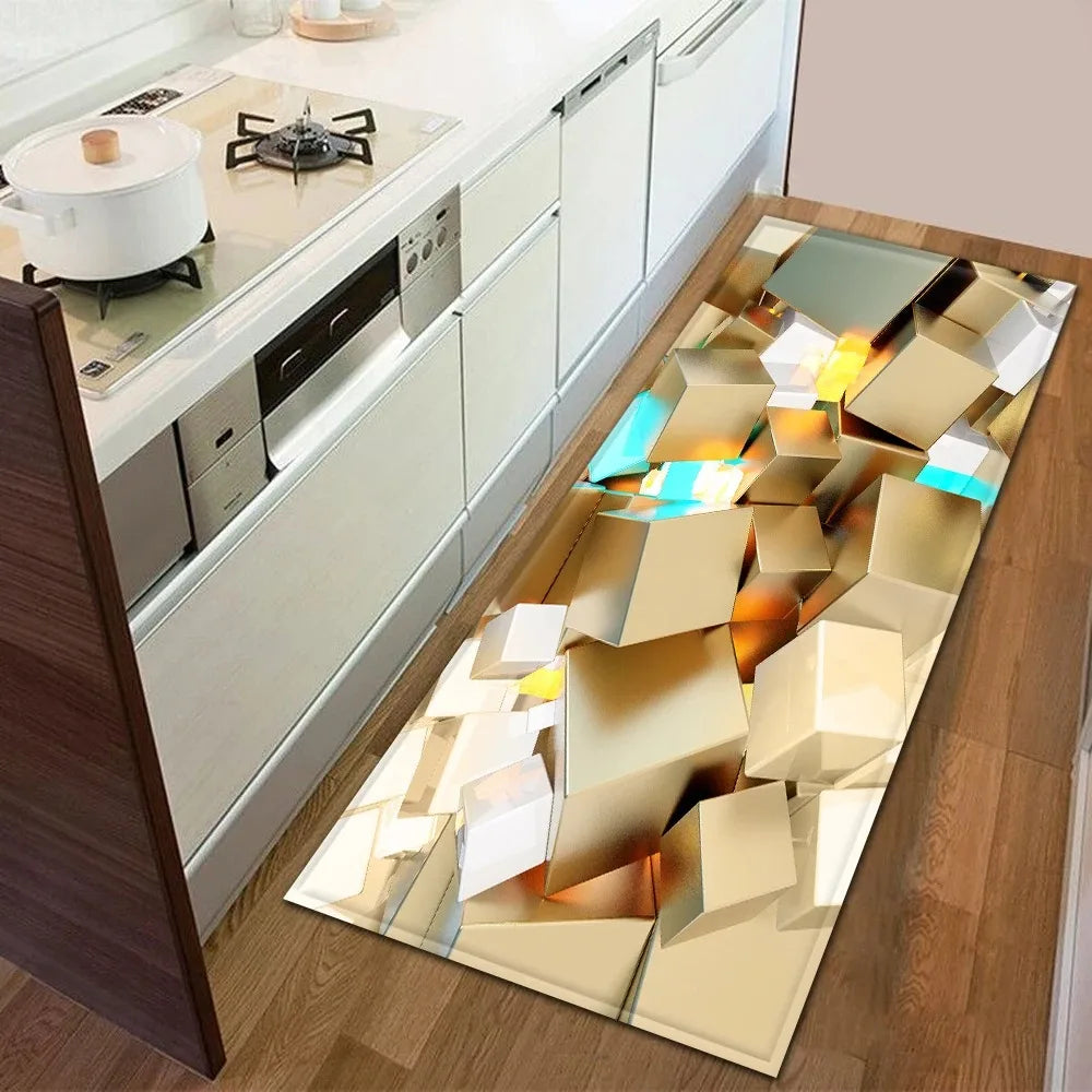 Sci-fi Geometric Square Pattern Home Kitchen Floor Mat Door Front Decoration Floor Mat