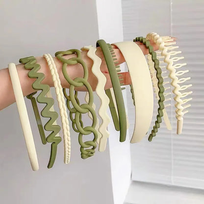 9Pcs/Set Non-slip Hair Hoop Band for Women Men Frosted Face Wash Headband Multi-style Headbands Simple Hairband Hair Accessories