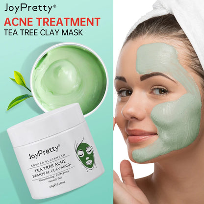 Tea Tree Face Masks Oil Control Shrink Enlarged Pores Blackhead Remover Nourishing Facial Cleansing Clay Mask Skin Care Beauty
