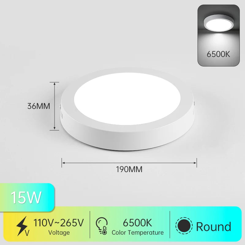 Super Bright Ceiling Light LED 15-50W Indoor Lustre Panel Lamp Kitchen Bedroom Living Room Decor Modern 220V Ceiling Chandelier