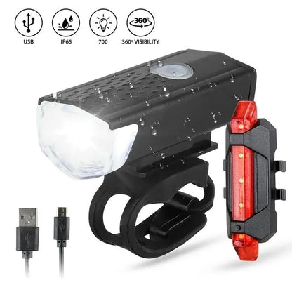 USB LED Rechargeable Bike Bicycle Light Set MTB Road Bike Front Back Headlight Lamp Flashlight Cycling Light Cycling Accessories