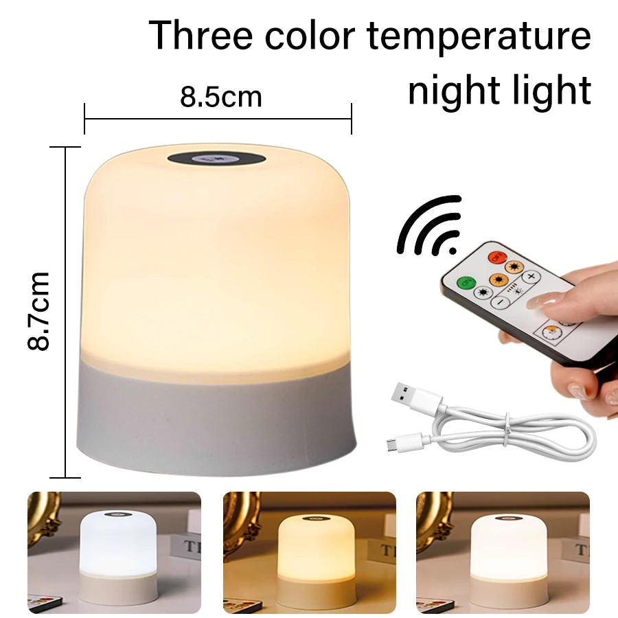 Touch LED Night Light USB Table Lamps Rechargeable Dimmable Bedside Light for Bedroom Decor Home Christmas Gift Child Night Lamp