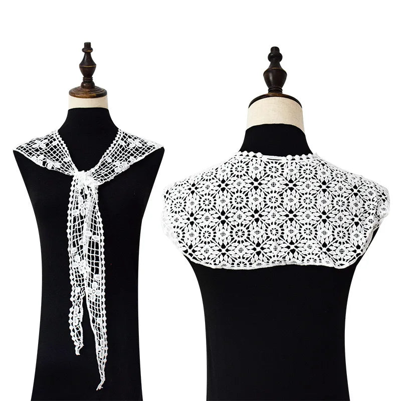 Summer Knitted Hollow Thin Lace Fake Collar Shawl Pullover Short Suspender Skirt False Collar Detachable Collars Sun Protection