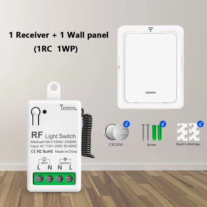 RF 433Mhz Wireless Light Switch 10A Mini Relay Receiver 1/2/4 Gang wall Panel Remote Control Interruptor For LED Lamp 110V 220V