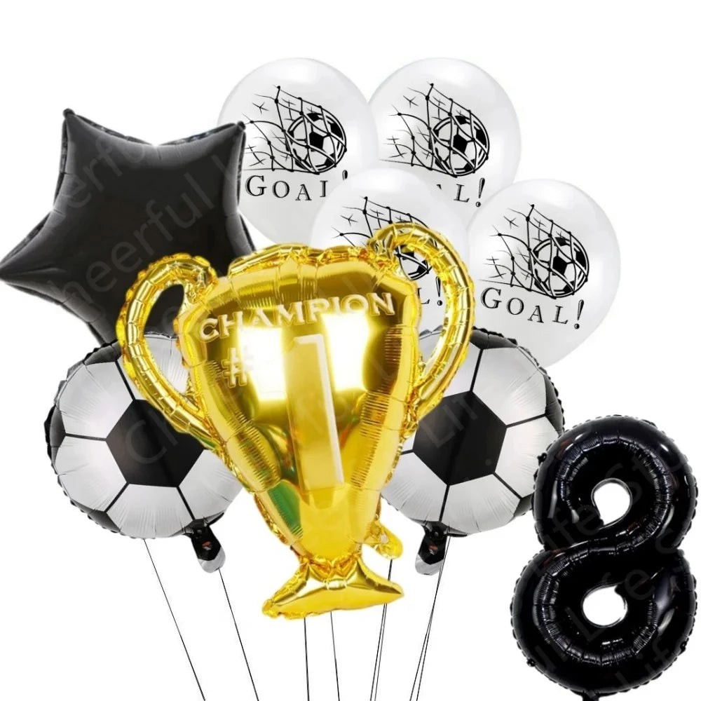 White Football Birthday Party Decorations Soccer Disposable supplies Tablecloth bag balloons children favors Kids Boys Baby game