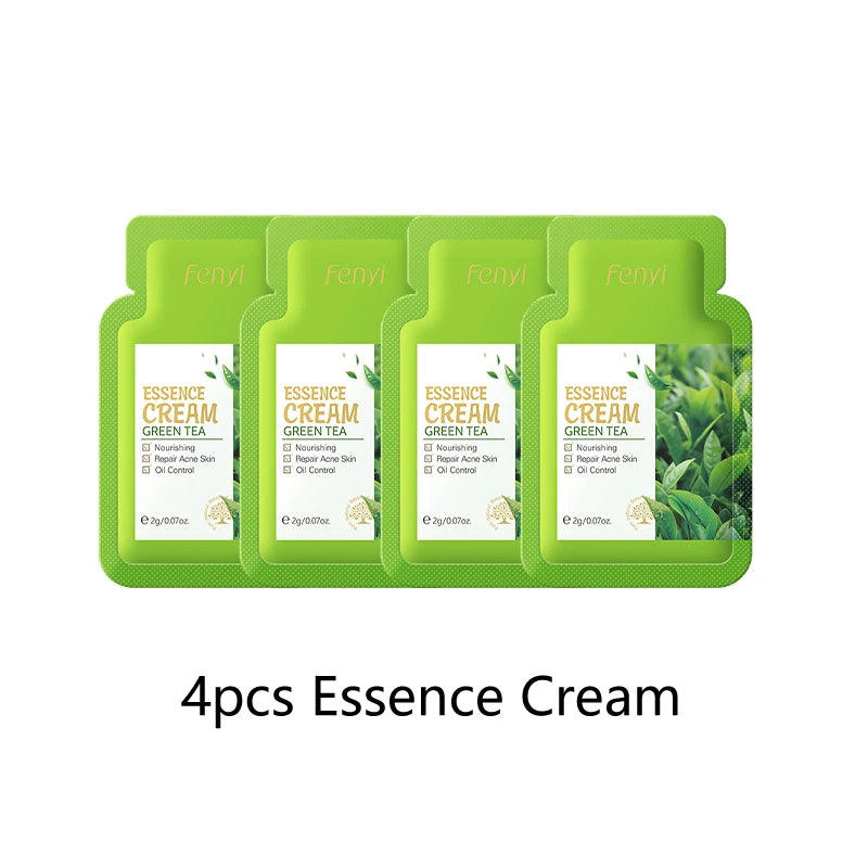 4pcs Green Tea Skin Care Sets Trial Pack Korean Cosmetics Acne Treatment Face Cream Eye Cream Face Care Set For Women Sakura Kit