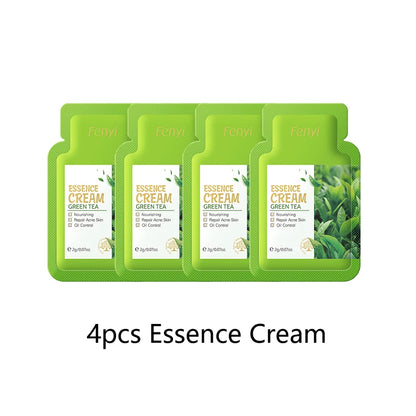 4pcs Green Tea Skin Care Sets Trial Pack Korean Cosmetics Acne Treatment Face Cream Eye Cream Face Care Set For Women Sakura Kit