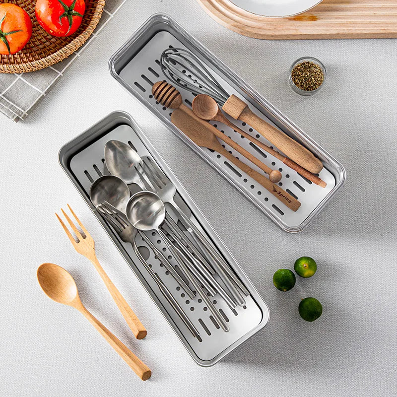 Stainless Steel Tableware Storage Container Chopsticks knife Fork Organizer Box Kitchen Acceesories Dish Drainer Storage Box