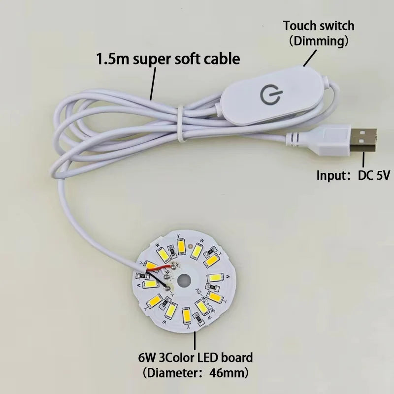 1.5M Line Length DC 5V USB LED Lights 3 Colors 3W 10W Desk Book Lamp With Touch Switch Dimmable Bedroom Reading USB Night Light