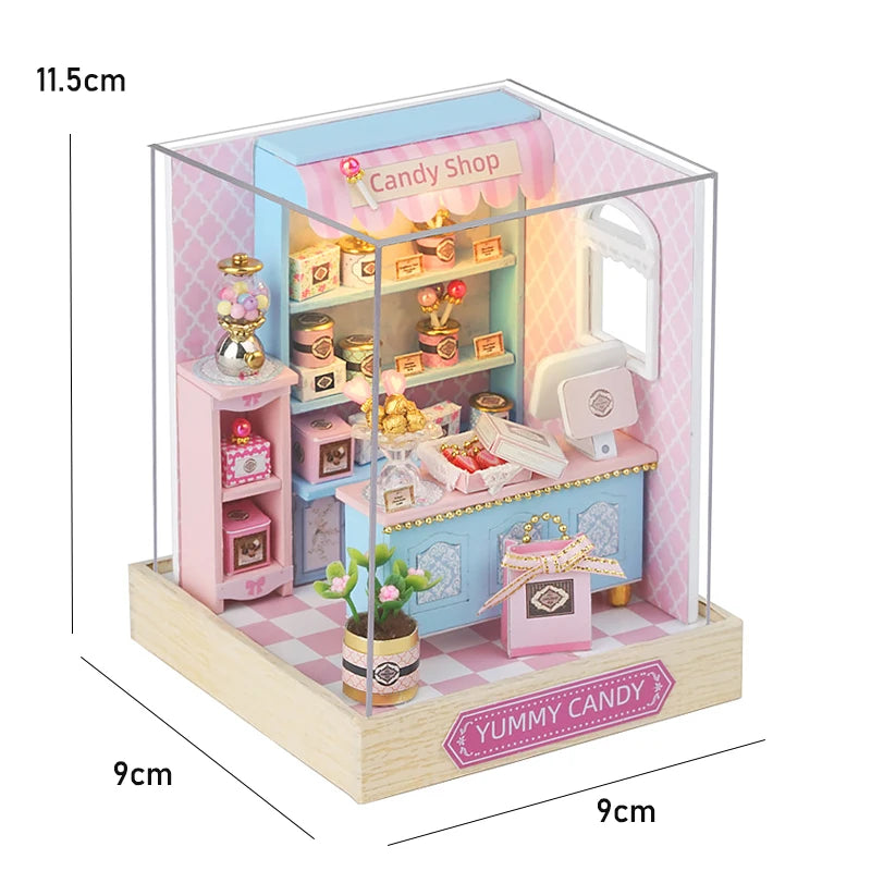 Wooden Miniature Doll House 3D Puzzle Toy Assembled DollHouses Building Model Kit Making Room Toys Decorations With Furniture