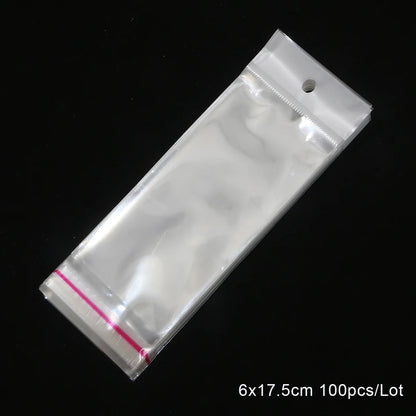 100pcs Multi Sizes Transparent OPP Bags With Hole Self Seal Clear Plastic Self Adhesive Cellophane Bag Food Storage Gift Package