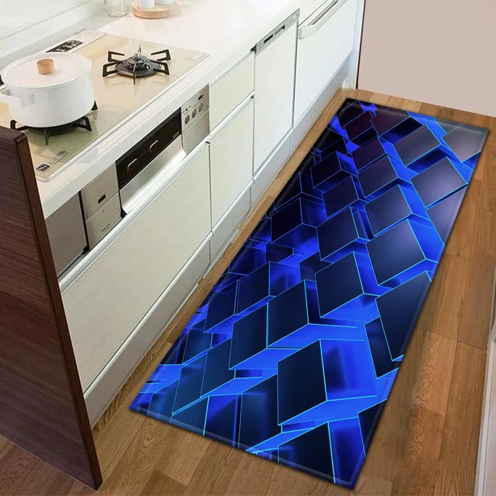 Sci-fi Geometric Square Pattern Home Kitchen Floor Mat Door Front Decoration Floor Mat