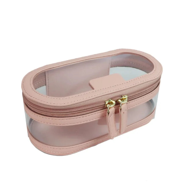 Travel portable multi functional fashionable makeup bag large capacity transparent cosmetic bag with small bag