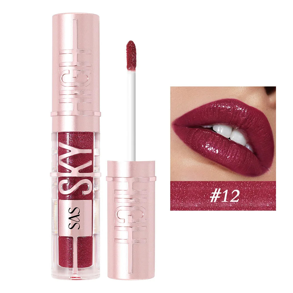 USHAS 12 color glitter mirror hydrating lip gloss pearl color development nourishing moisturizing lip glaze
