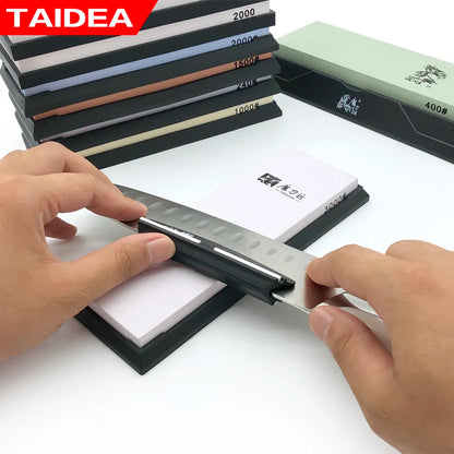 TAIDEA Sharpening Stone Knife sharpener Whetstone Angle guide Kitchen knife Sharpener white Alundum Fast 240-8000grit