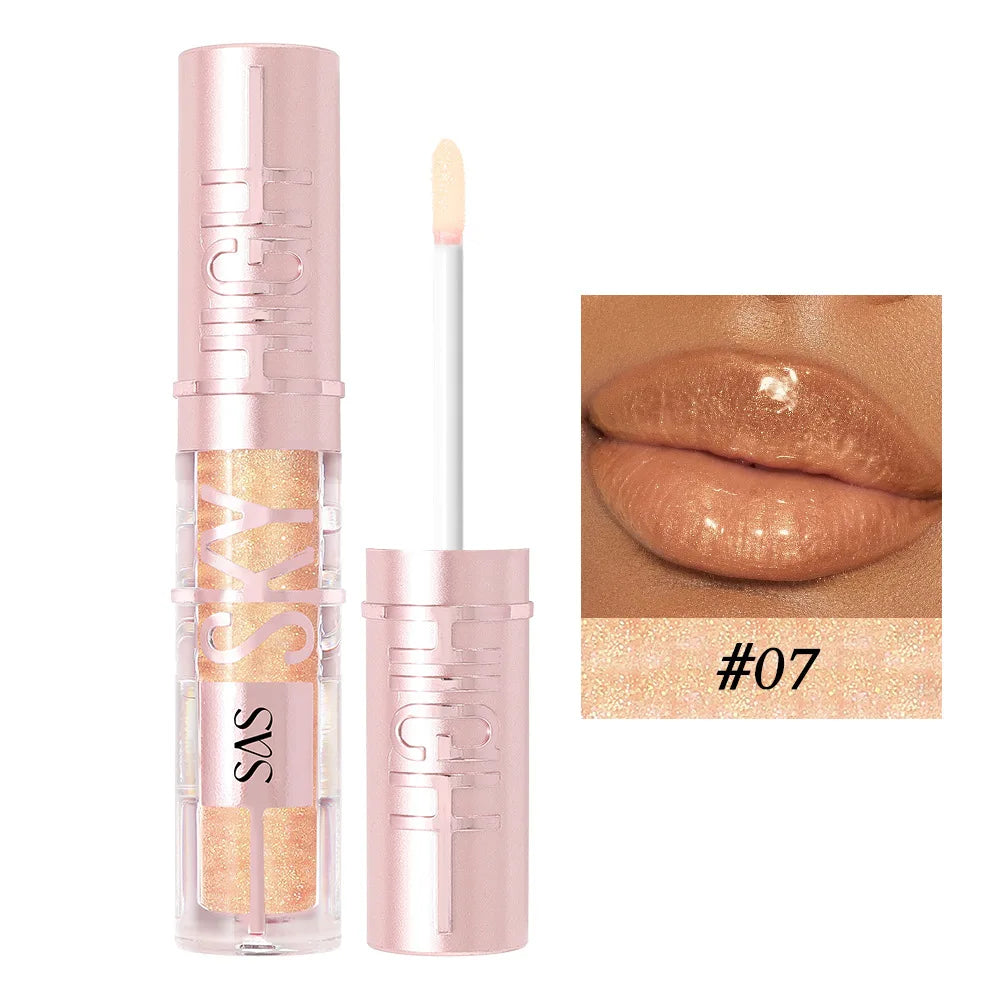 USHAS 12 color glitter mirror hydrating lip gloss pearl color development nourishing moisturizing lip glaze