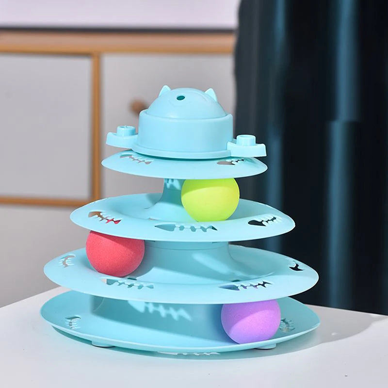 Funny 4-layer Rotatable Track Amusement Plate Cat Toy Amusing Cat Stick Cat Intelligence Interactive Training Balls Toys