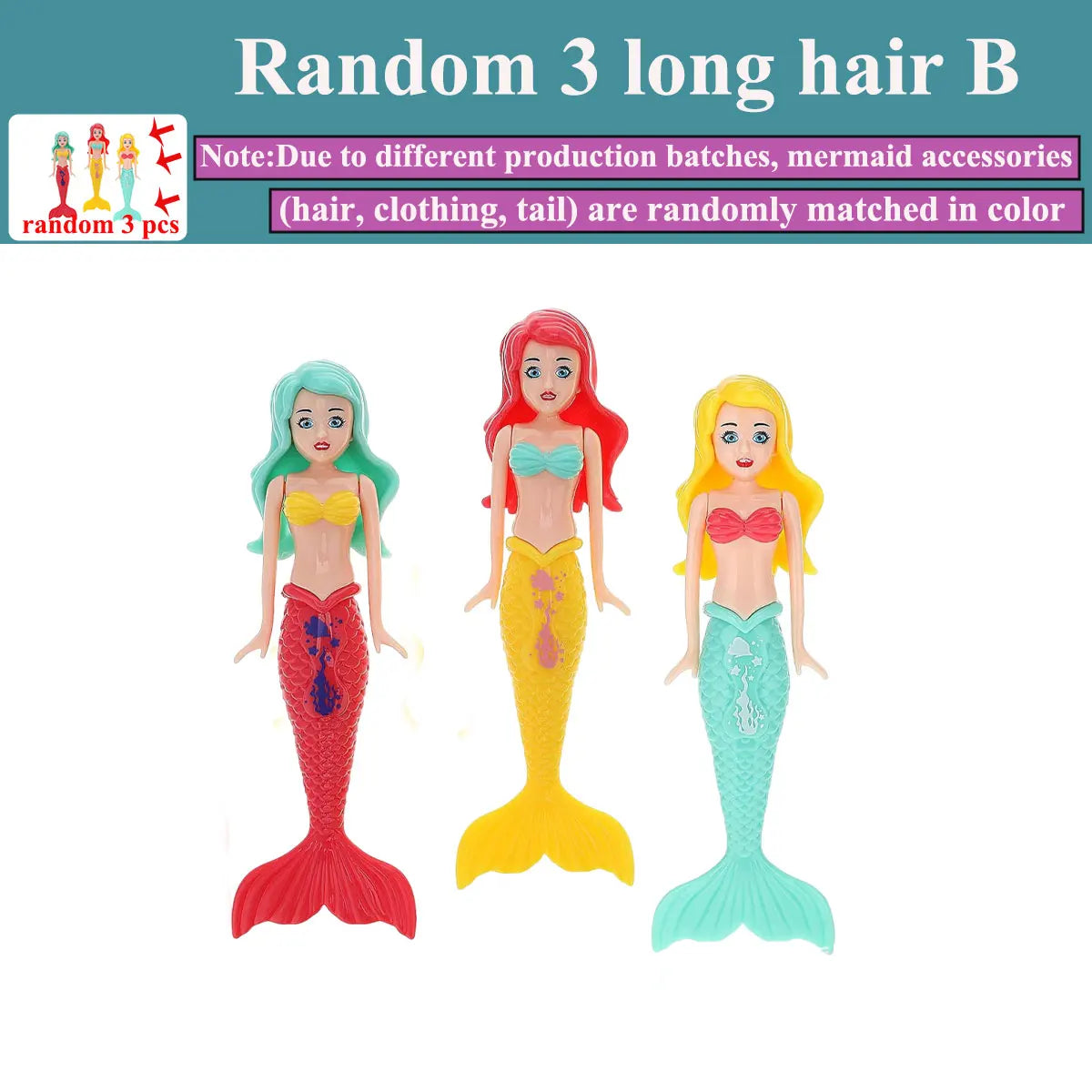 4/3 PCS 1 bag Mermaid Water Play Toys Different Style for Swimming Children Game in Sun Pool/Beach/Bath Time Gift Color Random