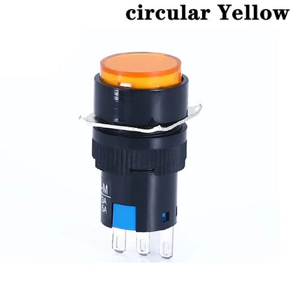 1NO1NC/2NO2NC 6.3V 12V 24V 220V Momentary Illuminuted Maintain Push Button Switches 16MM Latching Push Button Lamp LED