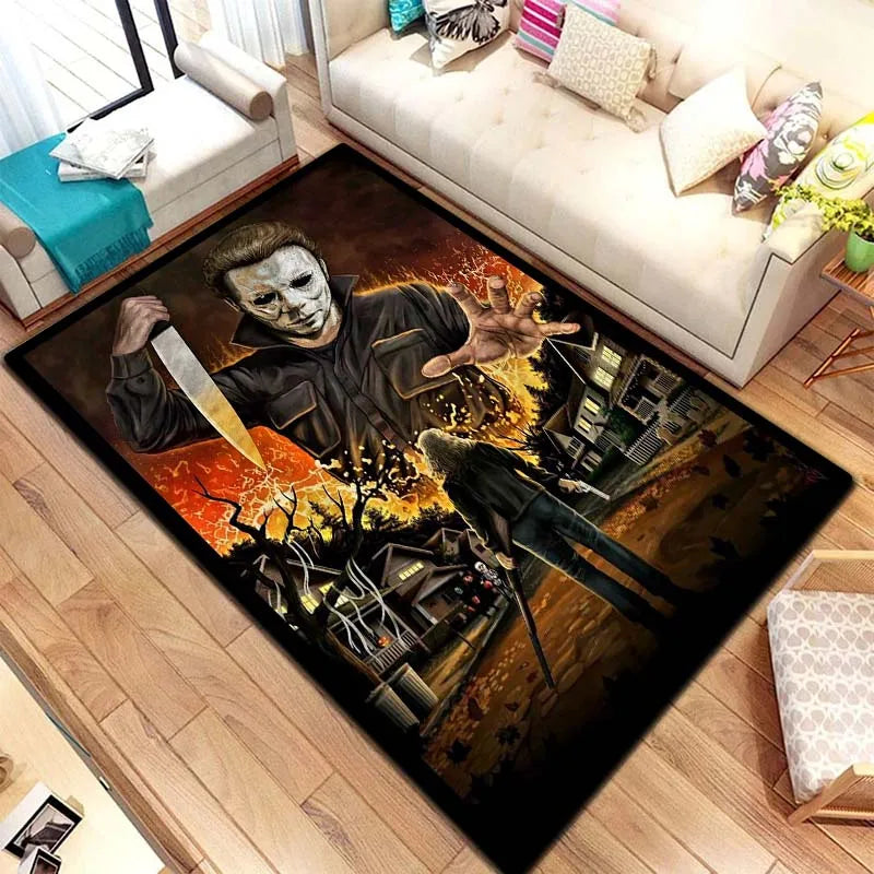 VIKAMA M-Michael Myers Horror Halloween Decorative Warmer Rug Home Living Room Bedroom Carpet Bathroom Kitchen Non Slip Carpet