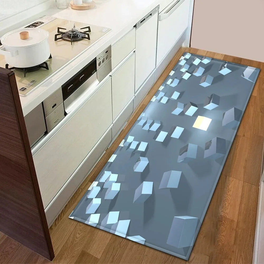 Sci-fi Geometric Square Pattern Home Kitchen Floor Mat Door Front Decoration Floor Mat