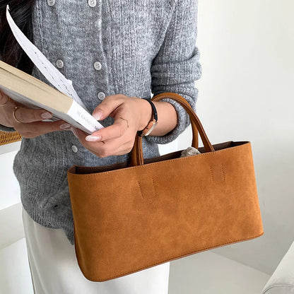 Tote Bag for Women Large Capacity Handbag with Multi Pocket Suede Top Handle Bag Solid Satchel Purse Shopping Commuter Bag